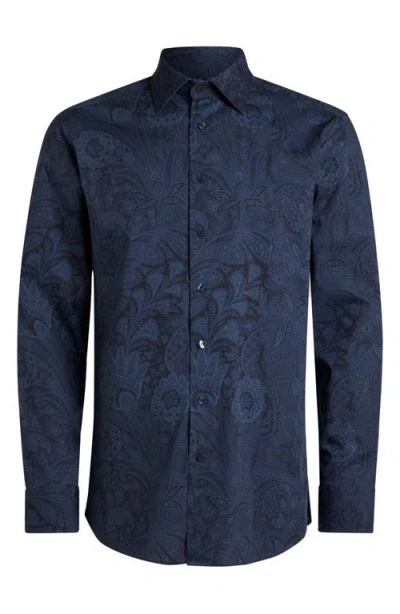 Etro Roma Stretch Cotton Dress Shirt In Blue