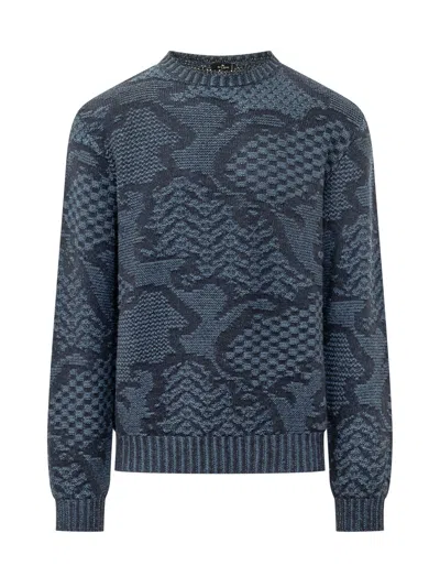 Etro Rome Knit Crewneck Sweater In B0065