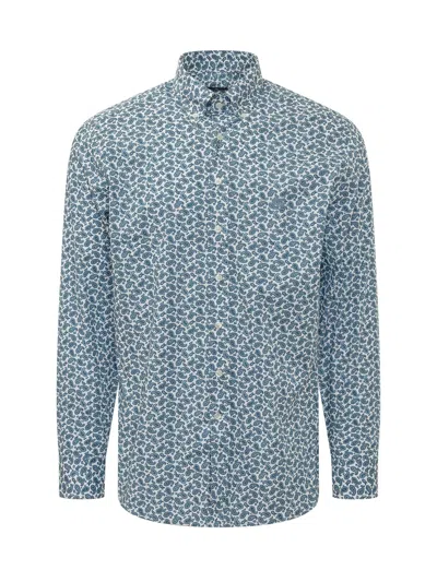 Etro Rome Logo Button-down Shirt In Blue