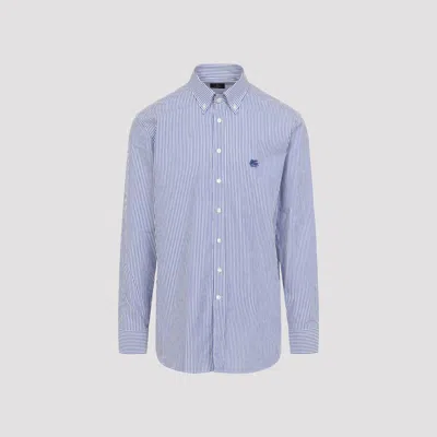 Etro Rome Logo Button-down Shirt In Blue