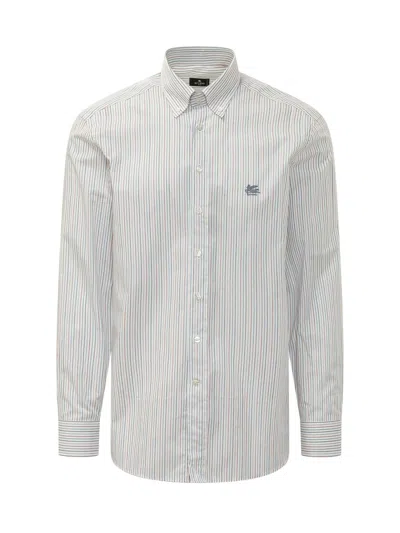 Etro Rome Logo Button-down Shirt In Multi