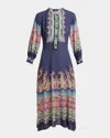 Etro Rosalita Midnight Dream Button-front Midi Dress In Multi