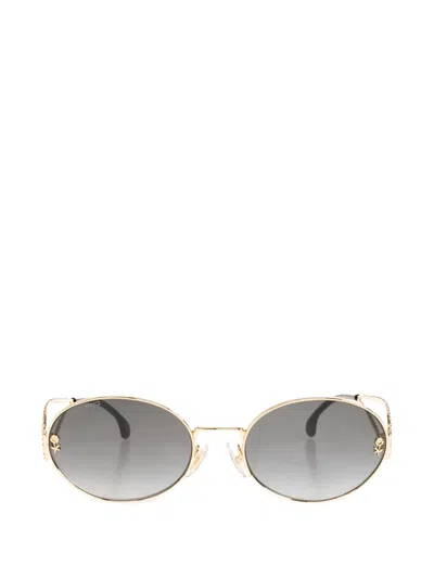 Etro Rose-detail Round Sunglasses In Gold