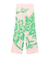 Etro Rose Jacquard Pressed Crease Trousers In Green