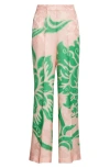 Etro Rose Print Straight-leg Pants In Stampa F.do Viola
