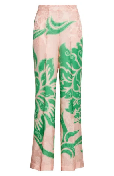 Etro Wide Printed Trousers In Silk Blend In Multi