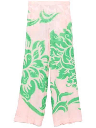 Etro Rose-print Trousers In Pink