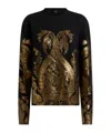 Etro Metallic Jacquard Crewneck Sweater In Black