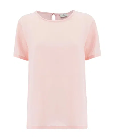 Etro Round-neck Silk T-shirt In Neutrals