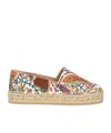 Etro Paisley Cotton Espadrilles Round Toe Sole In Multi