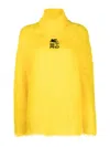Etro Womans Turtleneck Sweater In Yellow Mohair Blend With Cube Logo In Yellow