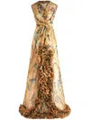 Etro , Printed Silk Bustier Dress With Ruching, Woman, Navy Blue, Size 44 In Neutrals