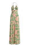 Etro Cutout Printed Satin Maxi Dress In Multi