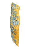Etro Summer Flower-print Asymmetric Tulle Midi Dress In Multi