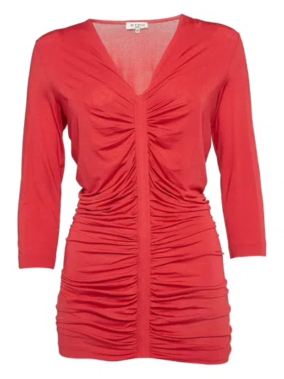 Pre-owned Etro Ruched V-neck Top