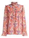 Etro Ruffle-detailed Floral Blouse In Multi