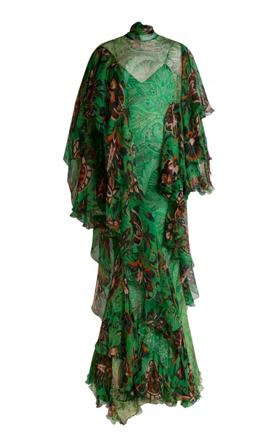 Etro Ruffled Chiffon Dress In Multi