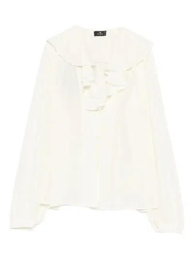 Etro Ruffled-collar Shirt In White