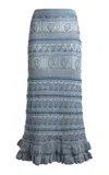 Etro Ruffled Cotton Knit Maxi Skirt