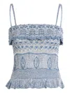 Etro Cropped Ruffled Pointelle-knit Cotton-blend Top In Multi