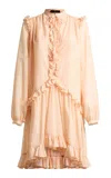 Etro Ruffled Cotton-silk Mini Dress In Orange