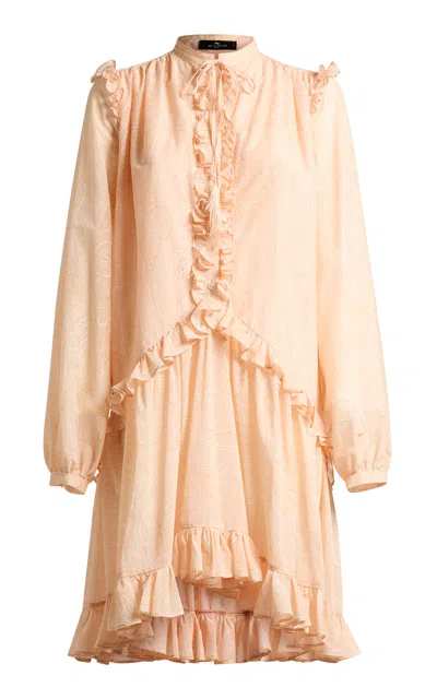 Etro Ruffled Cotton-silk Mini Dress In Orange