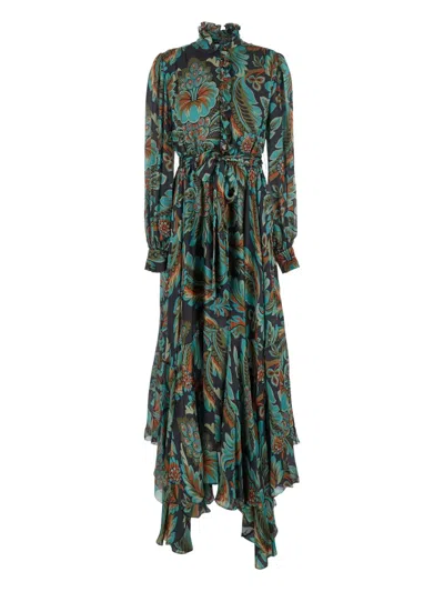 ETRO RUFFLED FLORAL-PRINT DAY DRESS