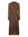 Etro Ruffled Floral-print Dress In Brown
