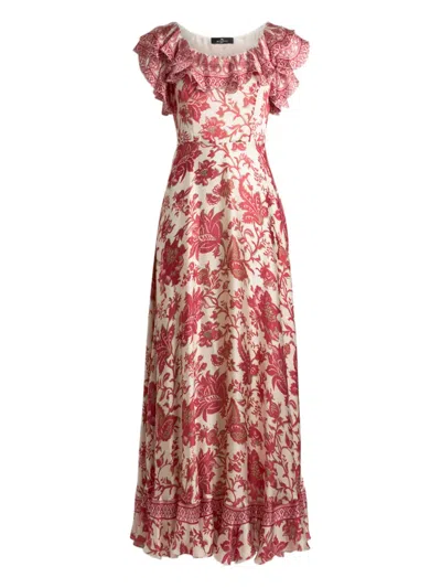 Etro Ruffled Floral-print Dress In Multi