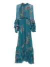 Etro Ruffled Floral-print Maxi Dress In Blue
