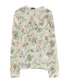 Etro Ruffled Floral Top In White
