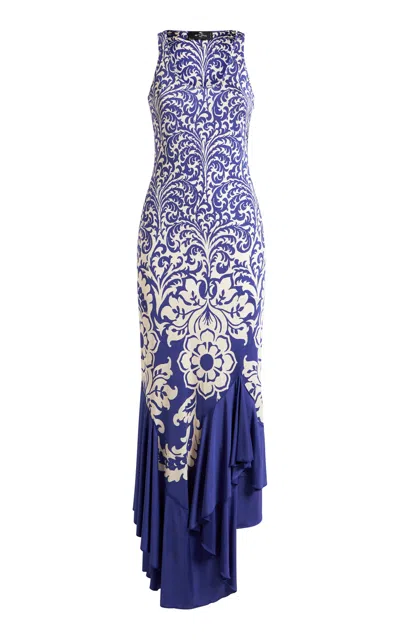 ETRO RUFFLED JERSEY MIDI DRESS