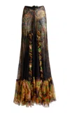Etro Ruffled Lace Maxi Skirt In Black