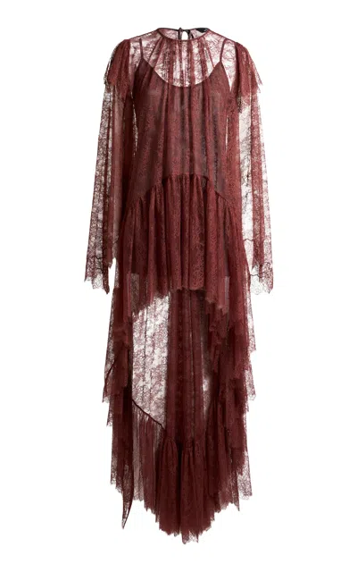 Etro Ruffled Lace Mini Dress In Burgundy