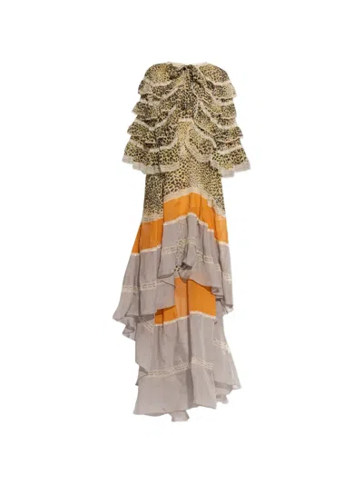 Etro Ruffled Leopard-print Maxi Dress In Multi
