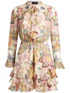 Etro Ruffled Mini Dress In Neutrals