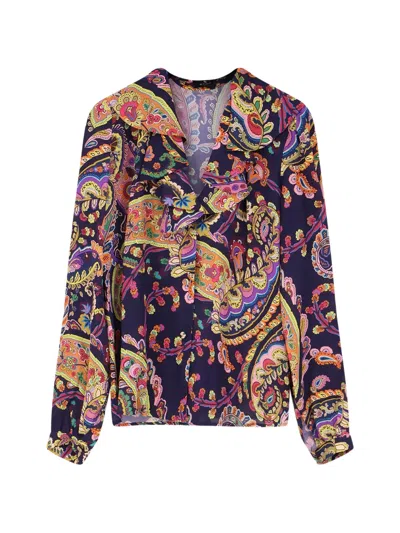 Etro Ruffled Paisley Blouse In Multi