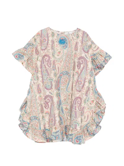 Etro Kids' Ruffled Paisley Dress In Pink