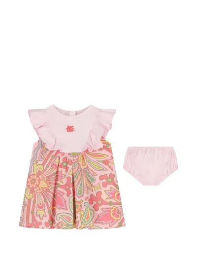 Etro Babies' Ruffled Paisley Dress In Pink