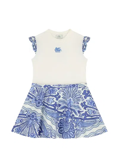 Etro Kids' Ruffled Paisley-print Dress In Blue