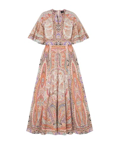 Etro Ruffled Paisley-print Cotton-blend Poplin Maxi Dress In Orange