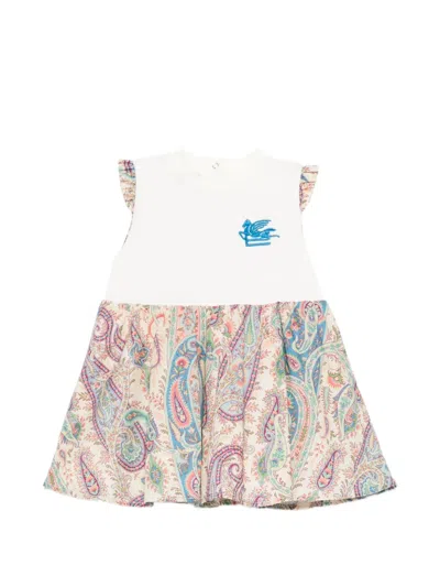 Etro Babies' Ruffled Paisley-print Dress In Neutral