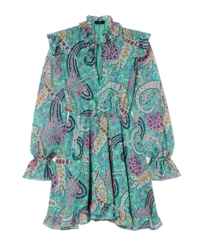 Etro Ruffled Paisley-print Voile-jacquard Mini Dress In Multi