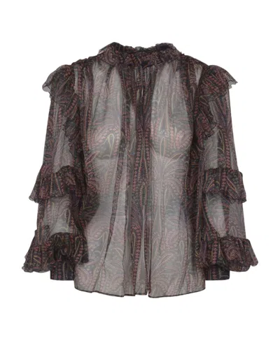 ETRO ETRO SEMI SHEER RUFFLED BLOUSE