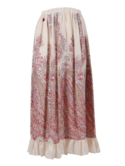 Etro Ruffled Paisley Skirt In Brown