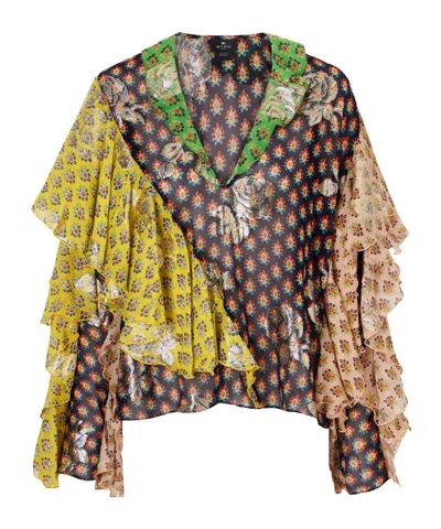 Etro Ruffled Shirt In Brown