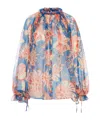 Etro Ruffled Button-front Silk Blouse In Multi