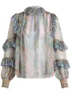 Etro Seidenbluse Mit Volants In Weiss