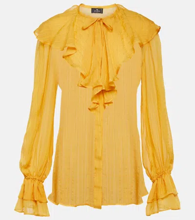 Etro Ruffled Silk Blouse In Yellow