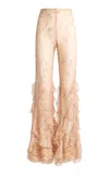 Etro Ruffled Silk Flared Pants In Neutral